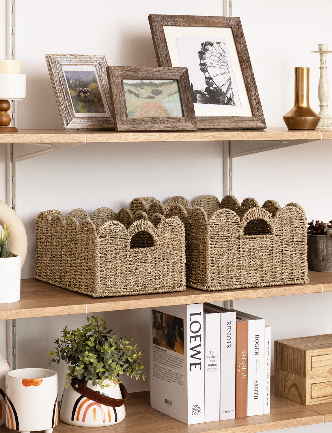 Scalloped Edge Wicker Basket for Organizing