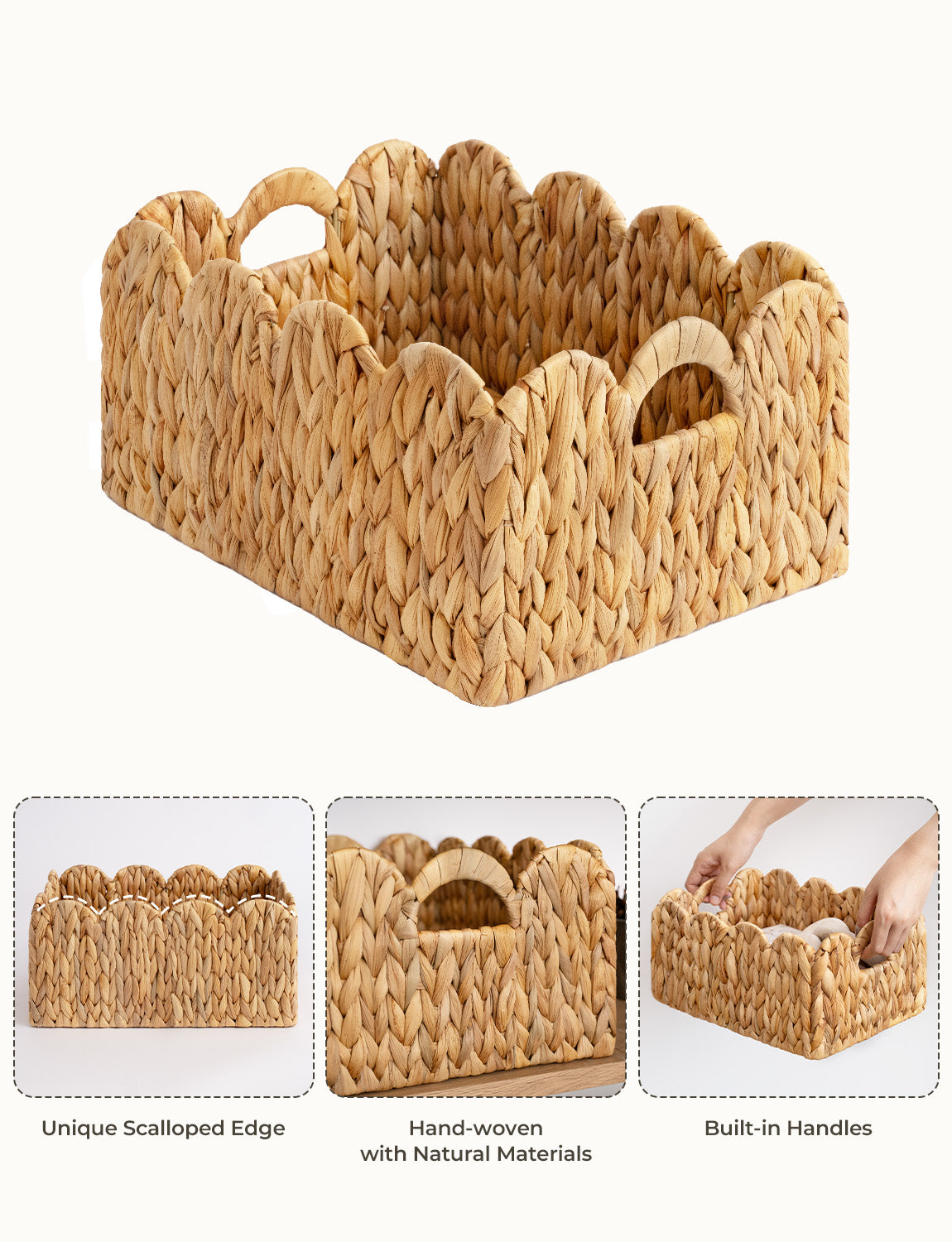 Scalloped Edge Wicker Basket for Organizing