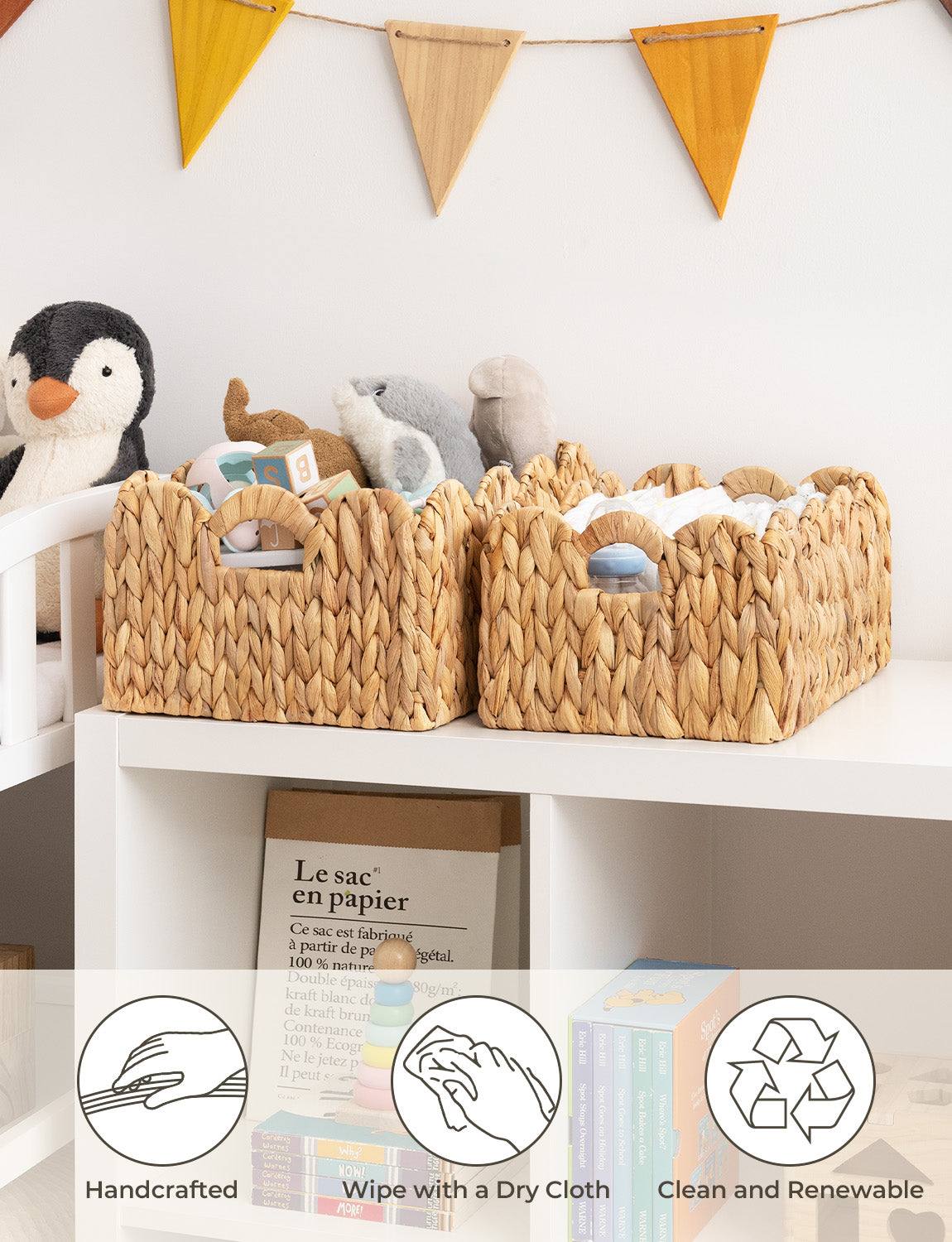 Scalloped Edge Wicker Basket for Organizing