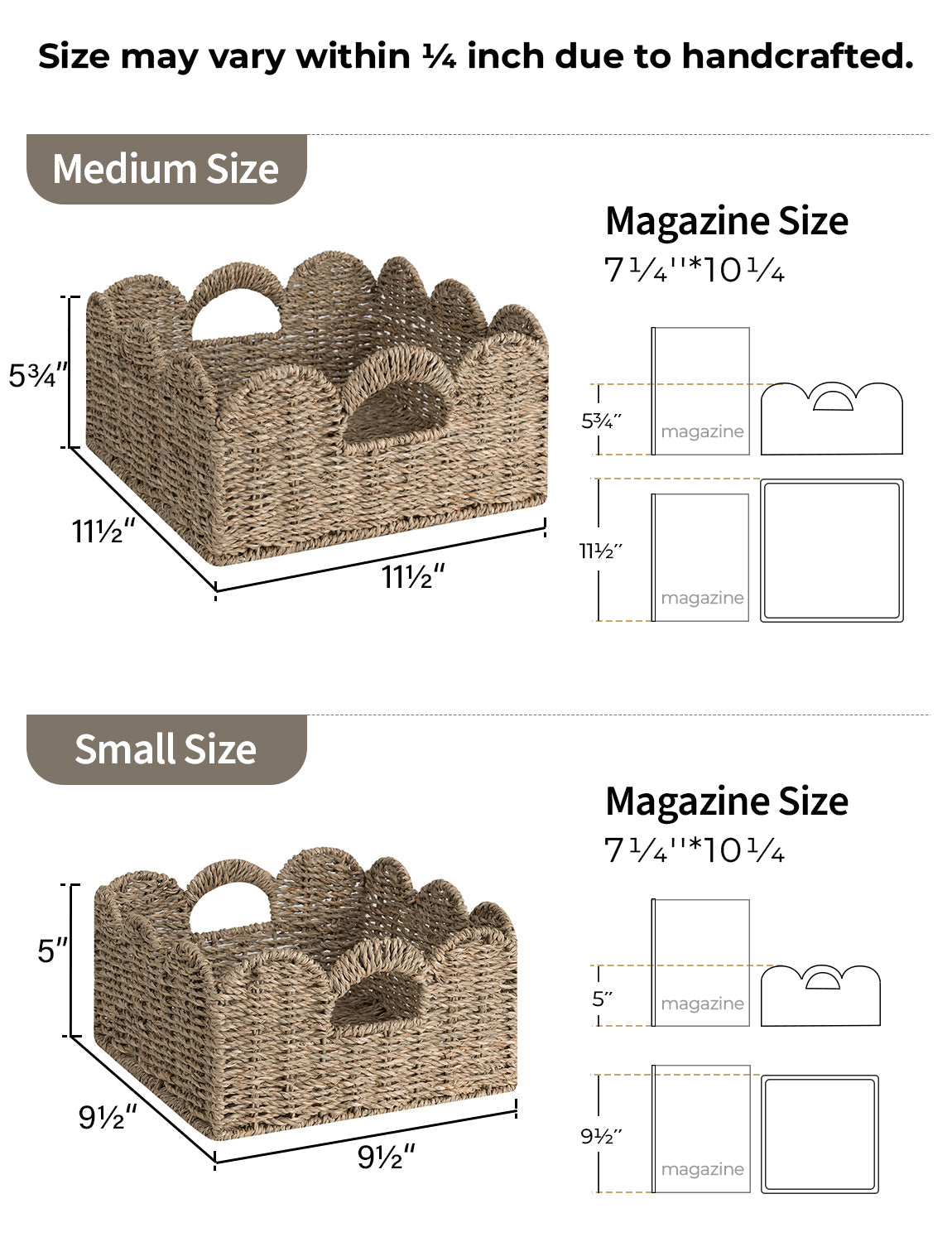 Scalloped Edge Wicker Basket for Organizing