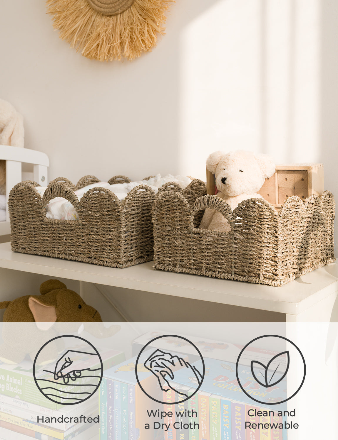Scalloped Edge Wicker Basket for Organizing