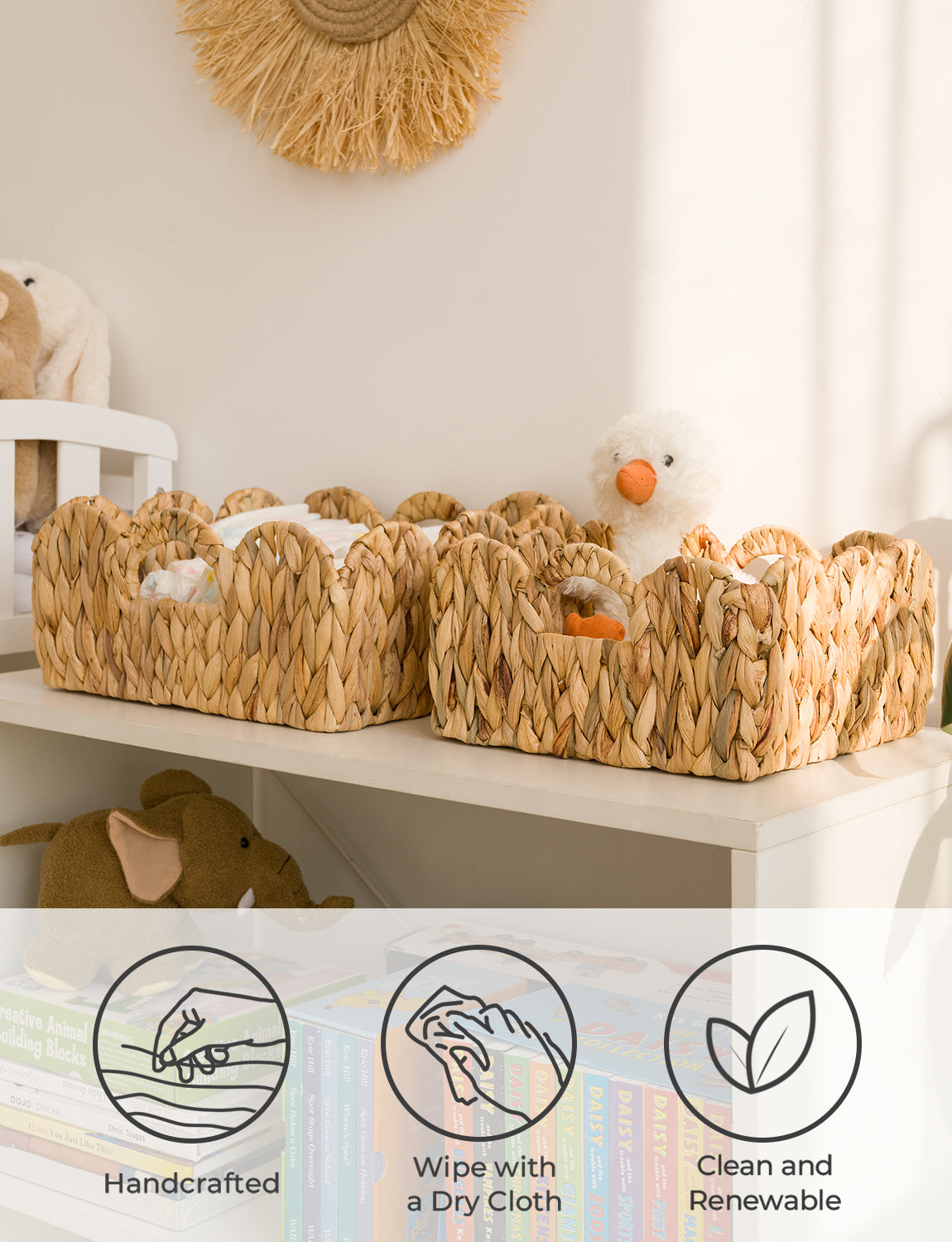 Scalloped Edge Wicker Basket for Organizing