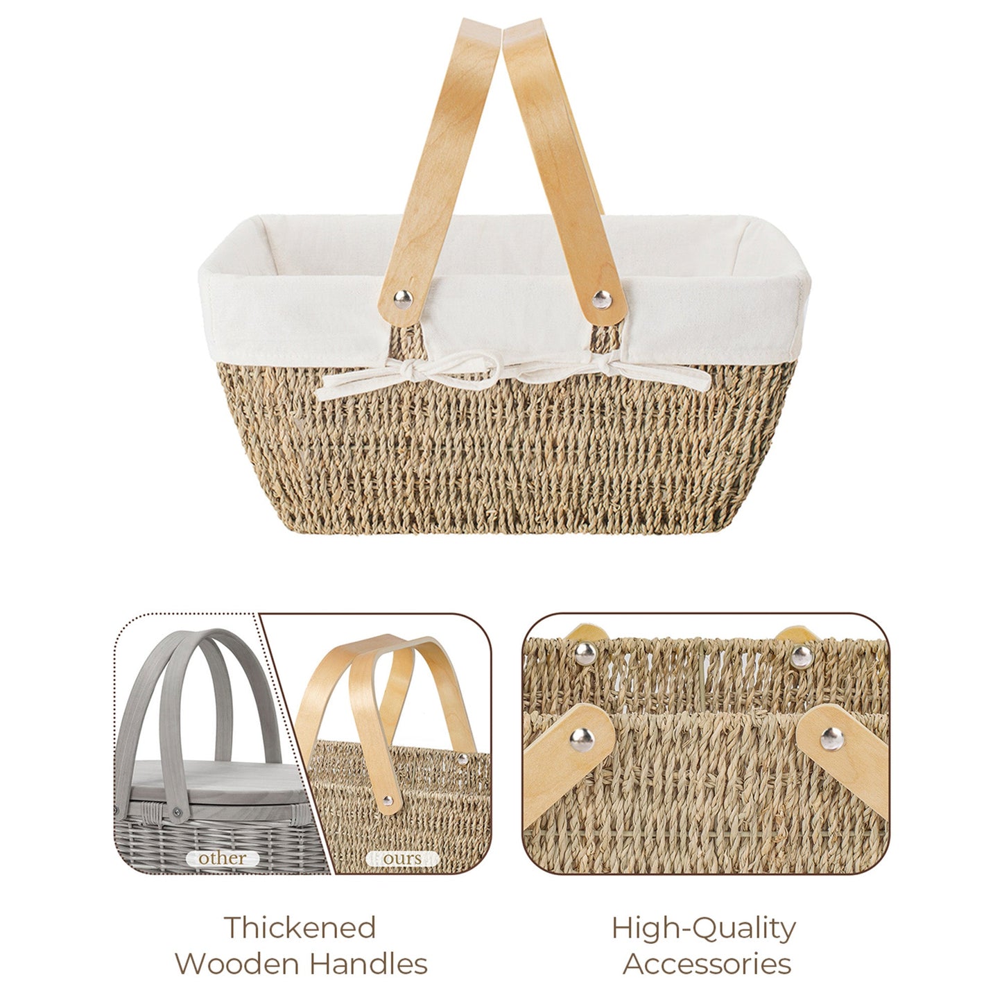 Wicker Basket with Washable Linner