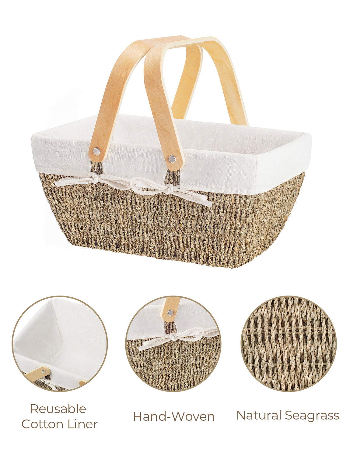 Wicker Basket with Washable Linner