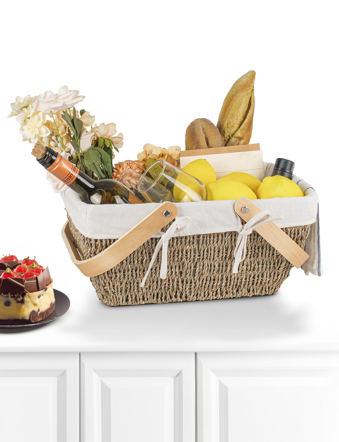 Wicker Basket with Washable Linner