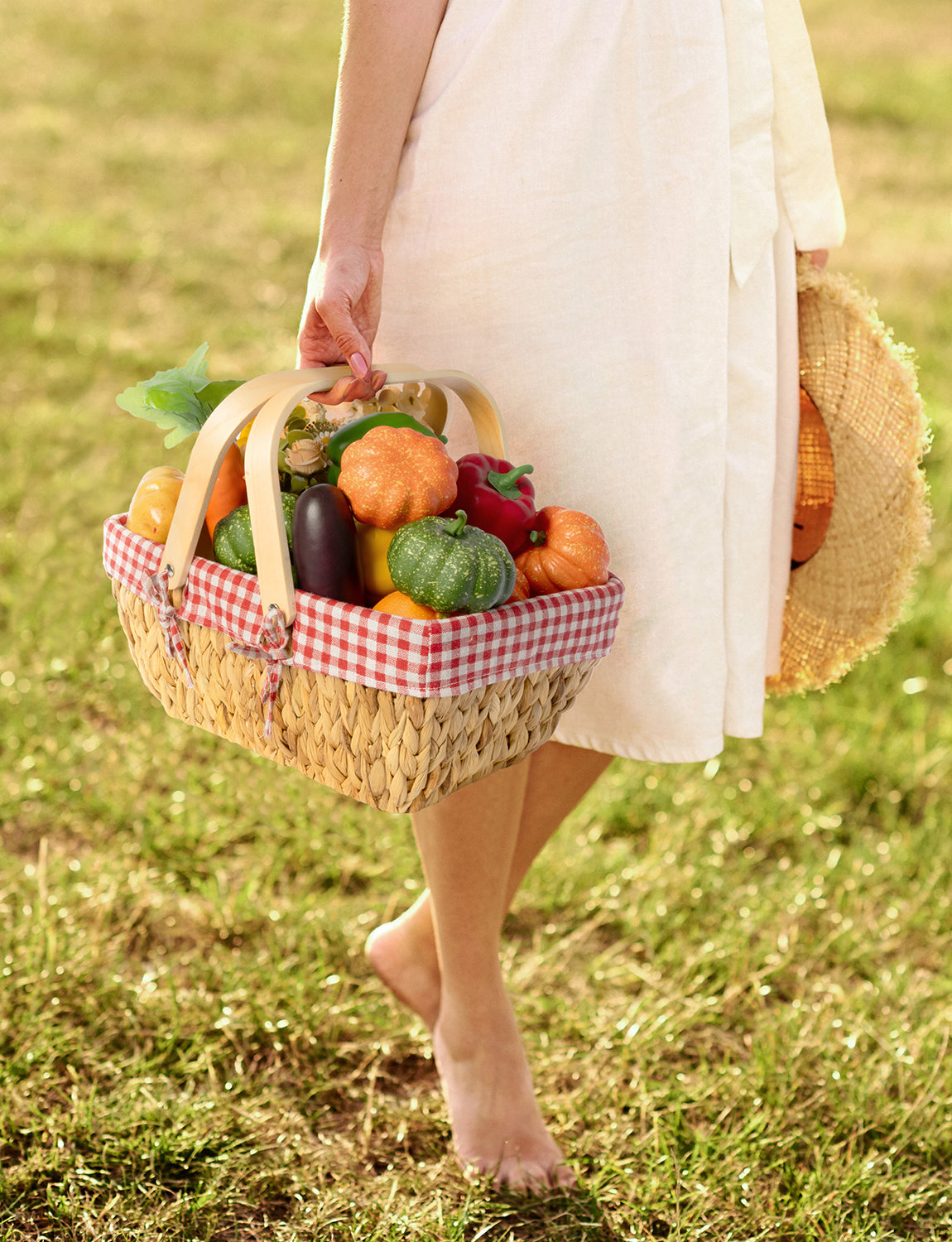 Wicker Basket with Washable Linner