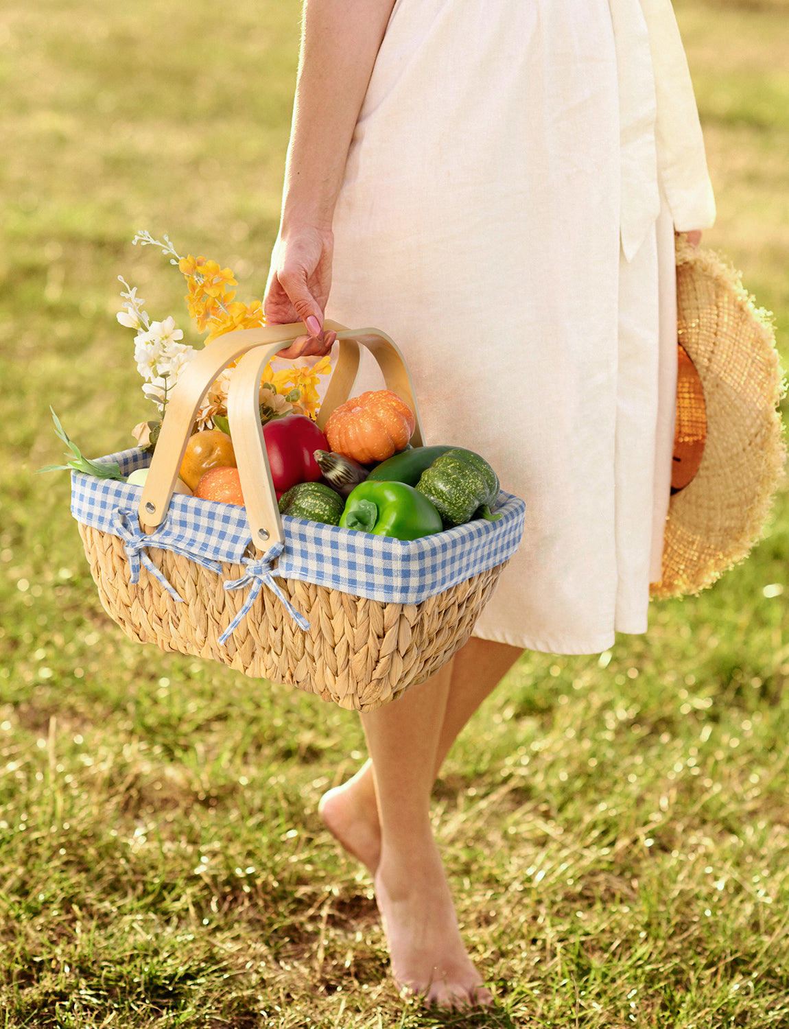 Wicker Basket with Washable Linner