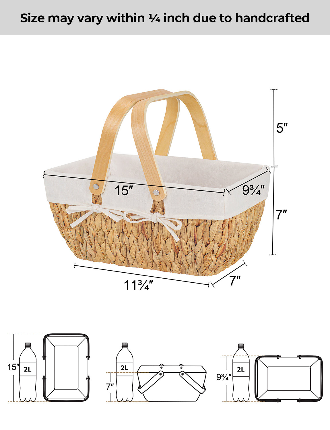 Wicker Basket with Washable Linner