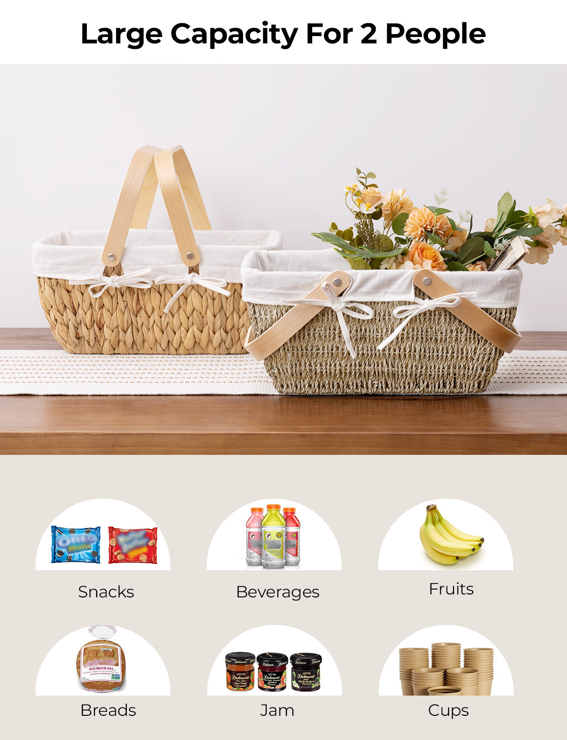 Wicker Basket with Washable Linner