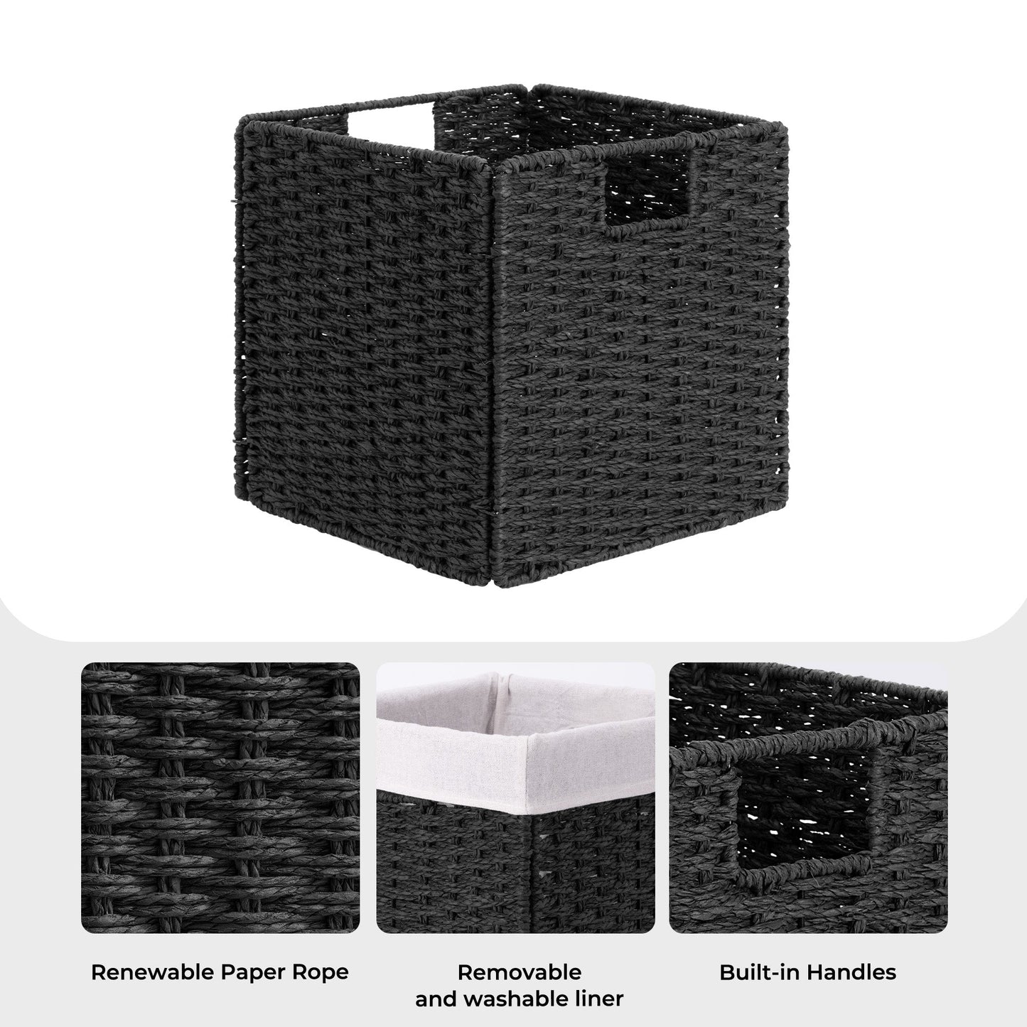11 inch Foldable Paper Rope Wicker Baskets for Organizing