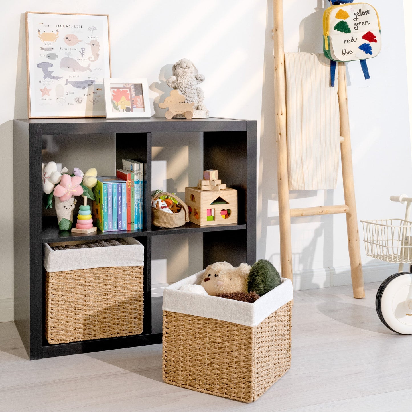 11 inch Foldable Paper Rope Wicker Baskets for Organizing