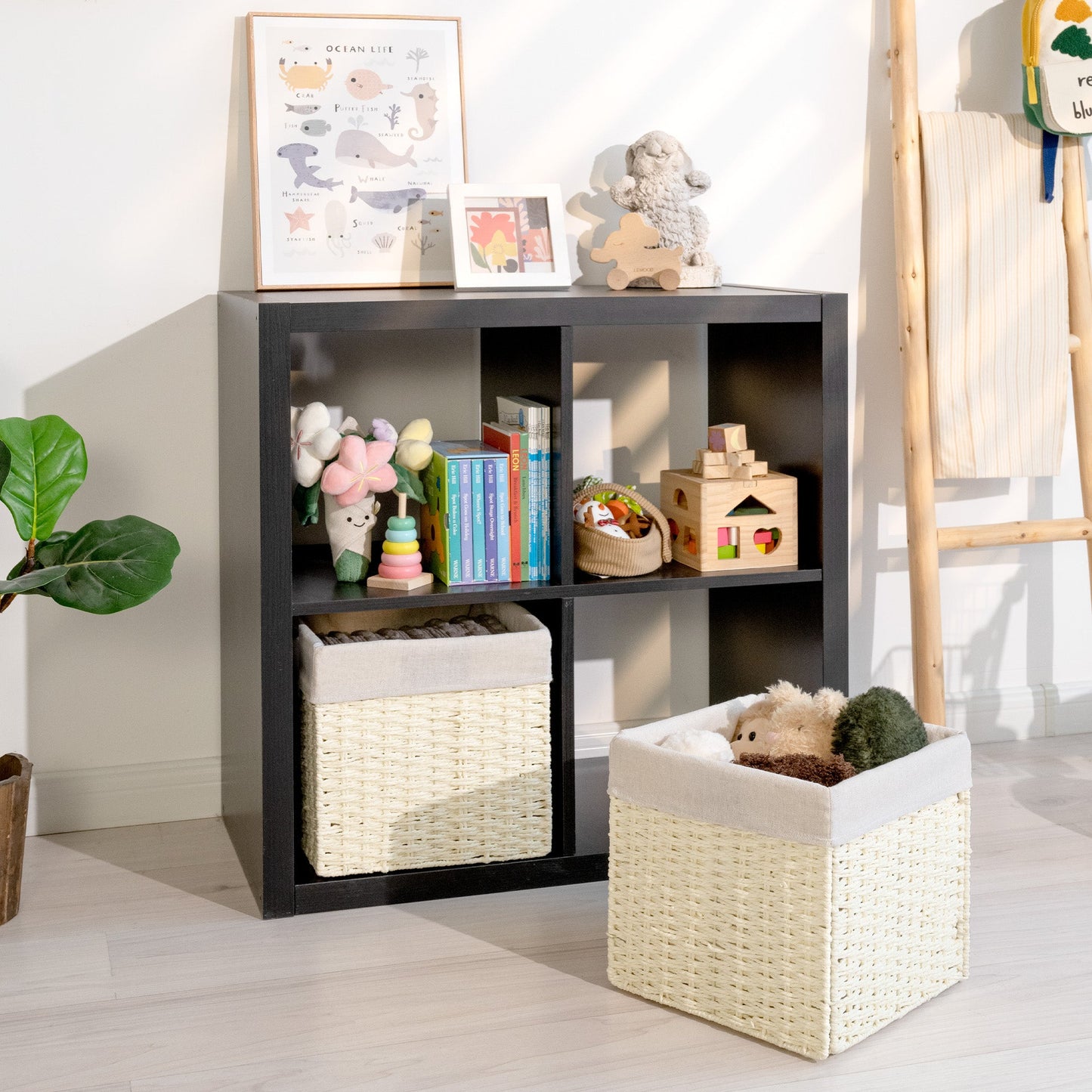 11 inch Foldable Paper Rope Wicker Baskets for Organizing