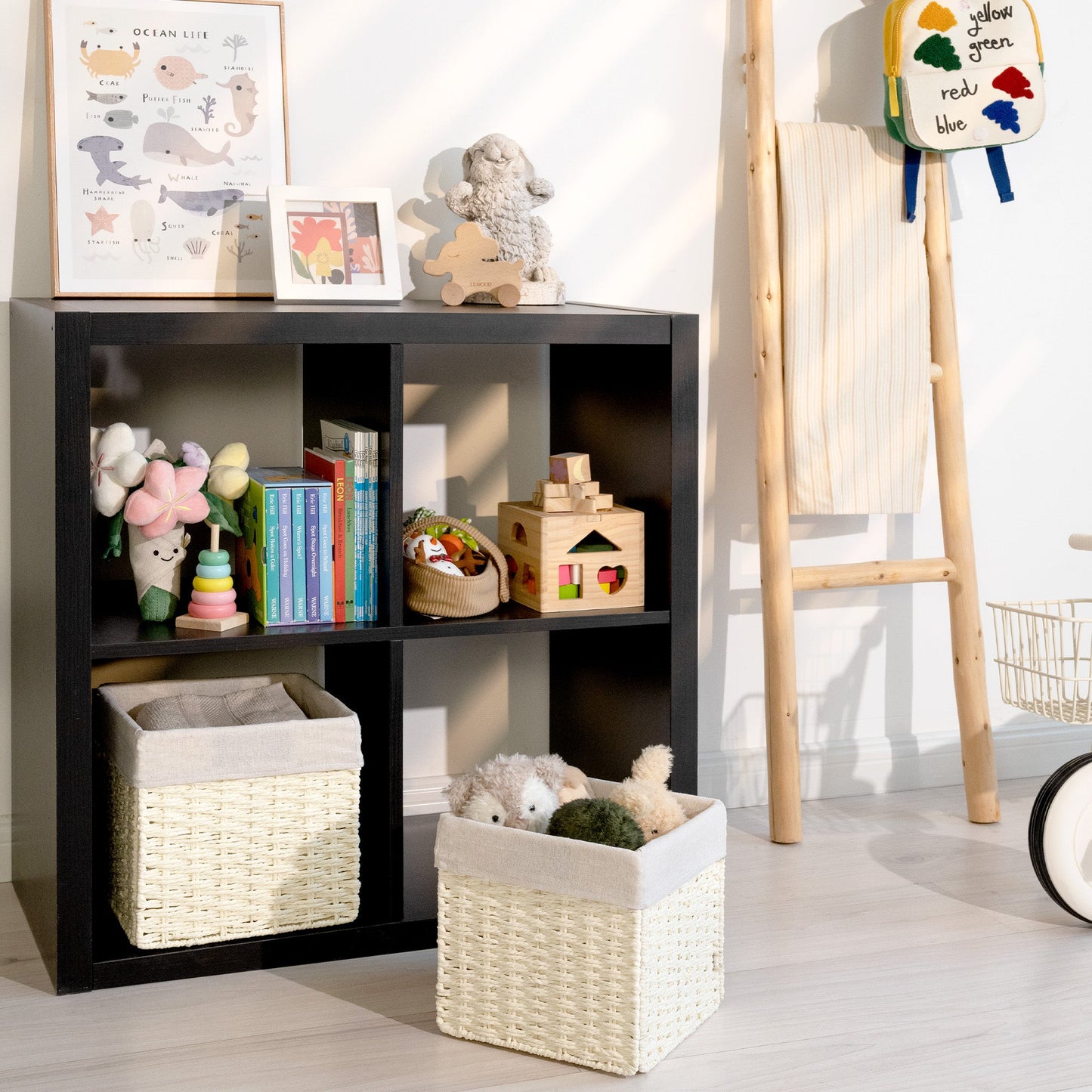 11 inch Foldable Paper Rope Wicker Baskets for Organizing