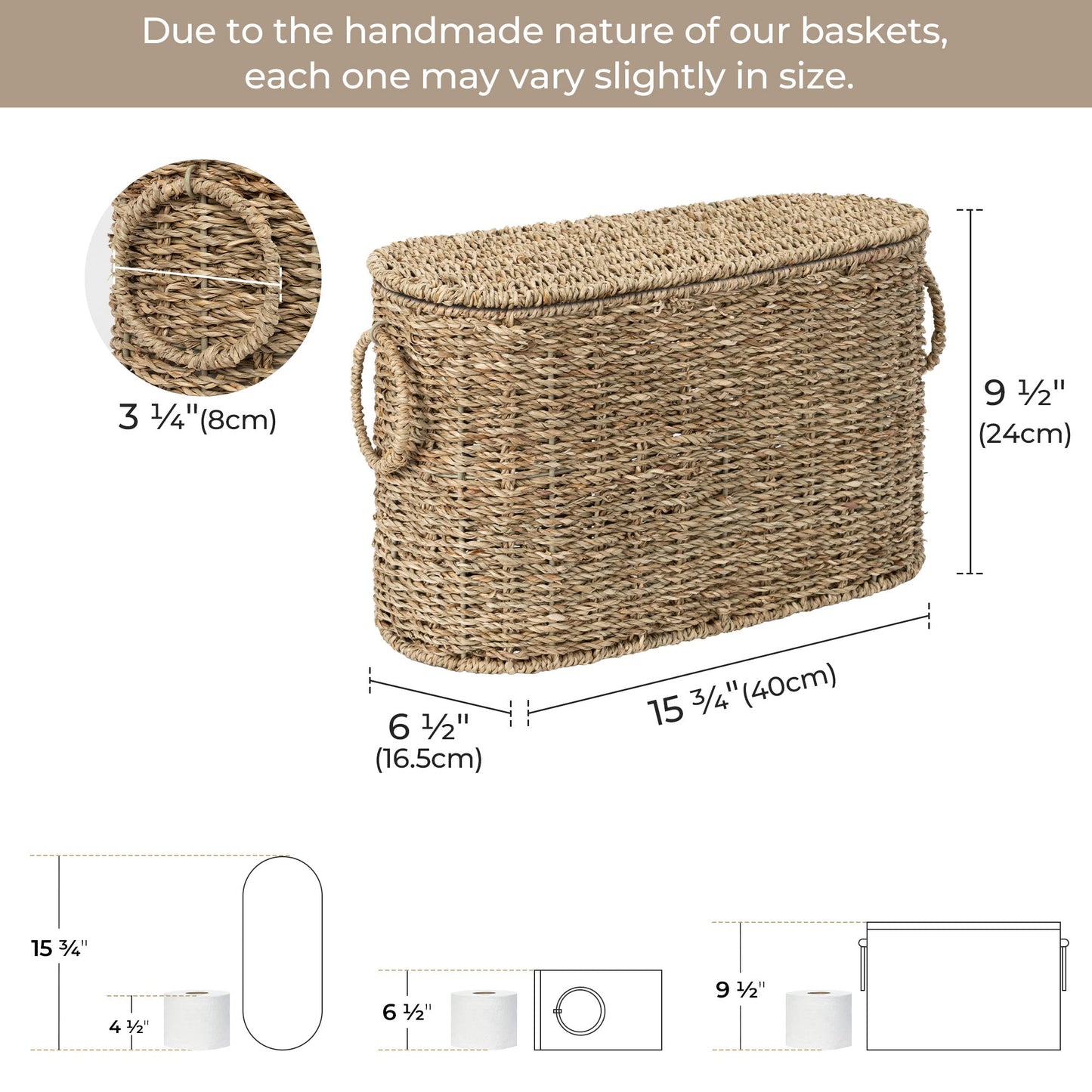 Toilet Paper Storage with Lid for 6 Regular Rolls