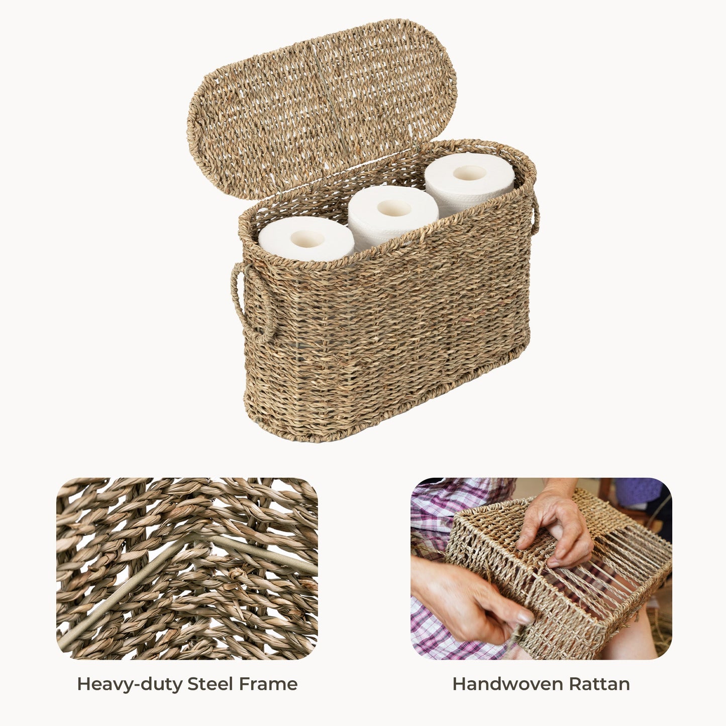Toilet Paper Storage with Lid for 6 Regular Rolls
