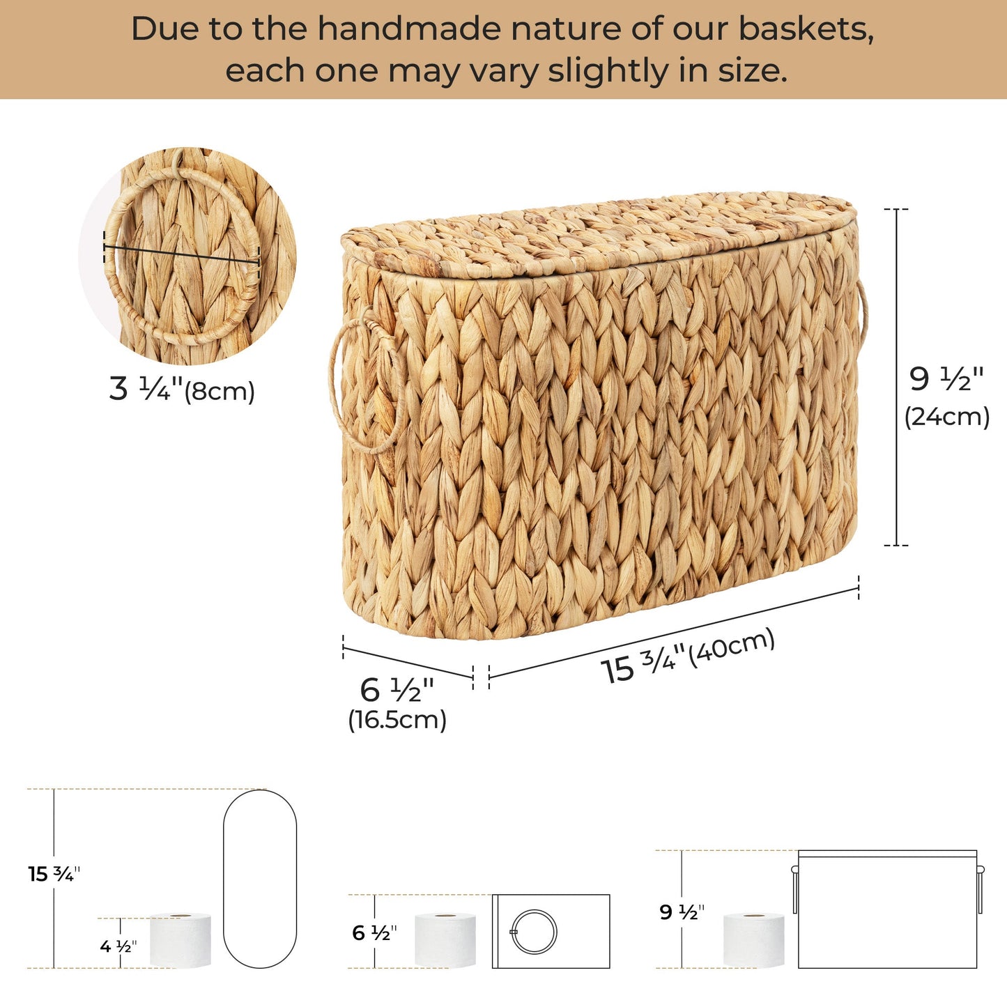 Toilet Paper Storage with Lid for 6 Regular Rolls