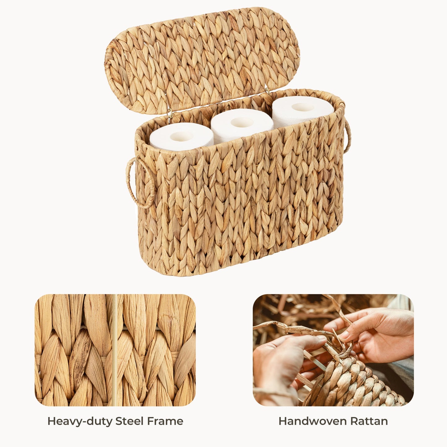 Toilet Paper Storage with Lid for 6 Regular Rolls