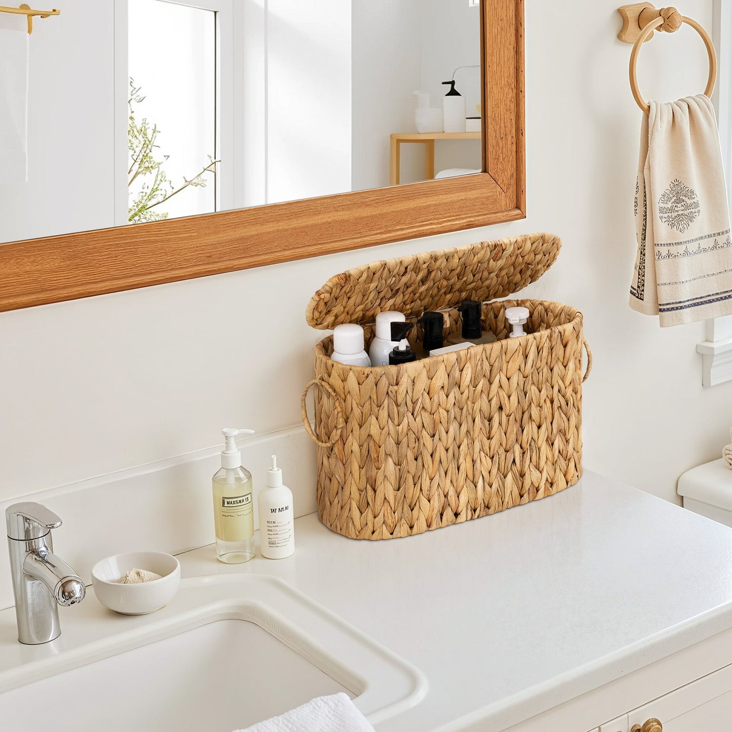 Toilet Paper Storage with Lid for 6 Regular Rolls