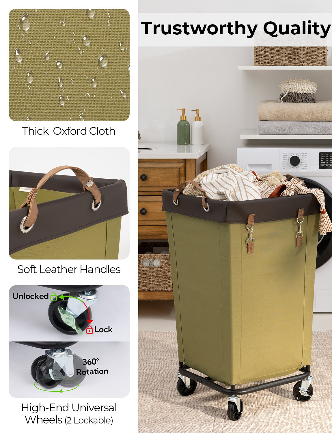 Laundry Basket with Wheels, 1 Pack