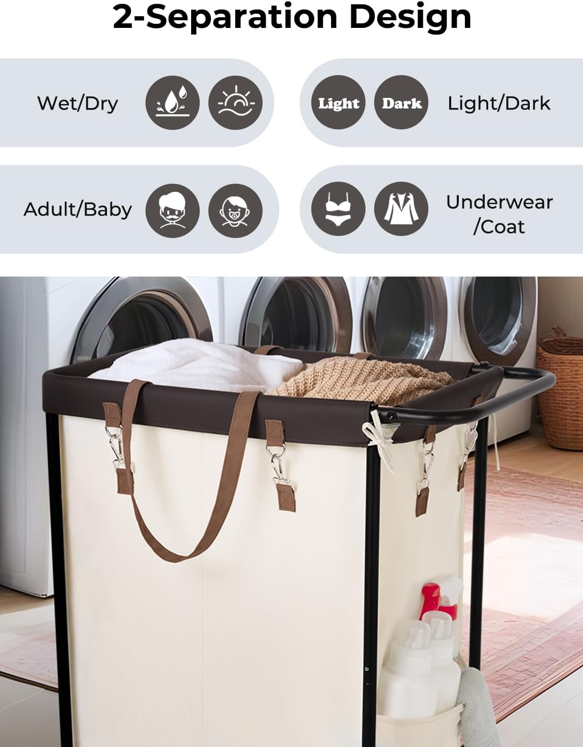 140L Extra Large Laundry Basket with Wheels, 1-Pack