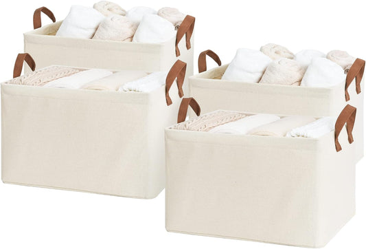 Storage Baskets for Shelves with Metal Frame, 4-Pack