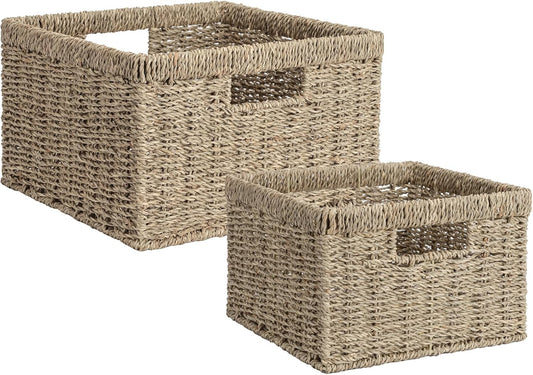 Wicker Storage Basket for Organizing, Set of 2, Large and Small