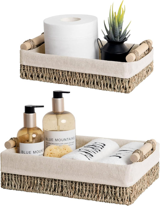 Small Wicker Baskets for Organizing with Natural Fiber Liner