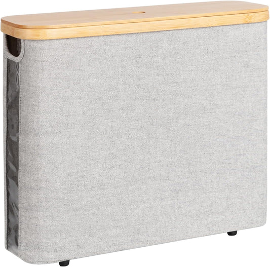 Toilet Paper Storage Basket, Papers Container with Bamboo Lid