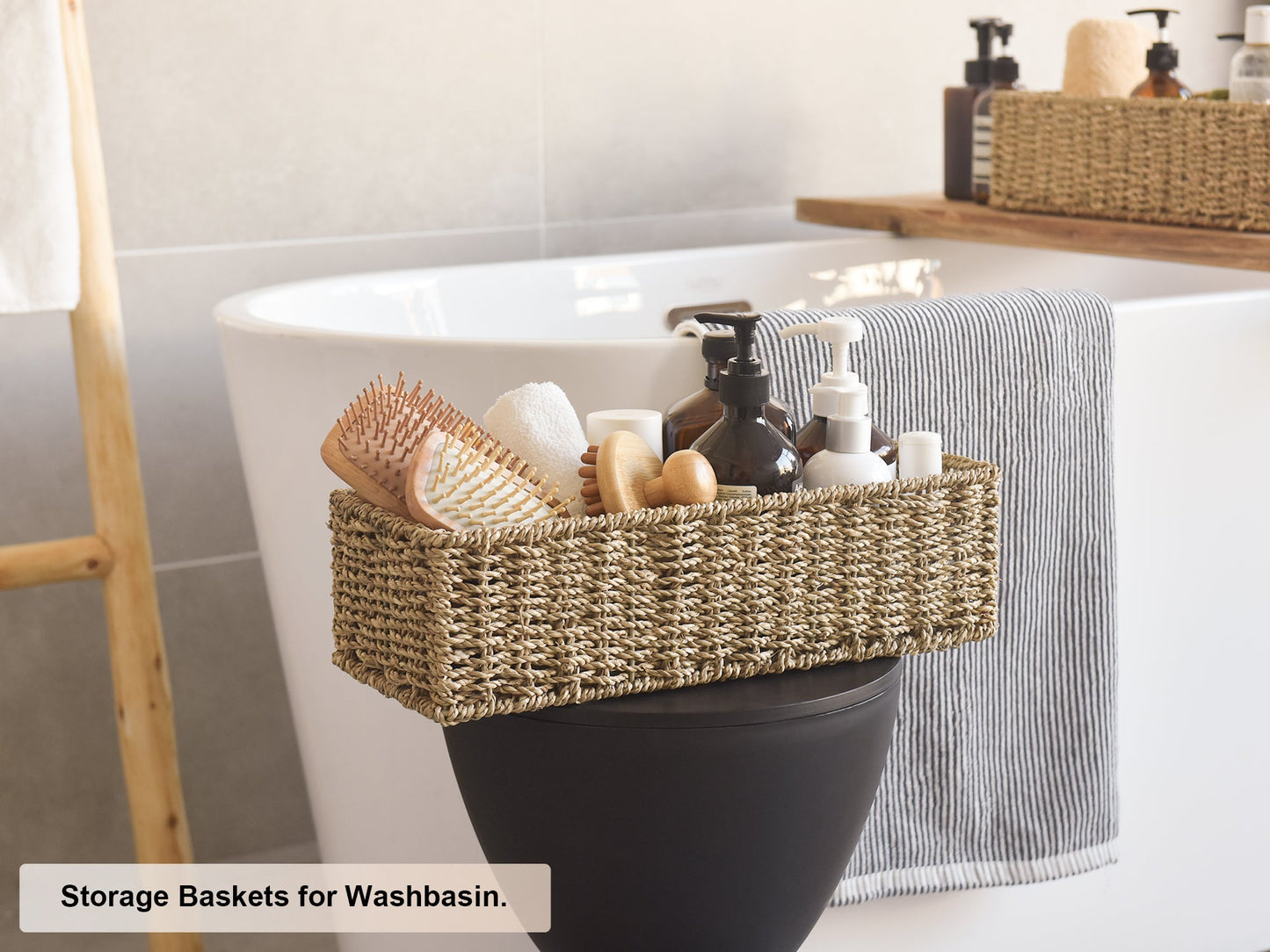 Handwoven Wicker Baskets for Organizing, Toilet Paper Basket, 2 Pack