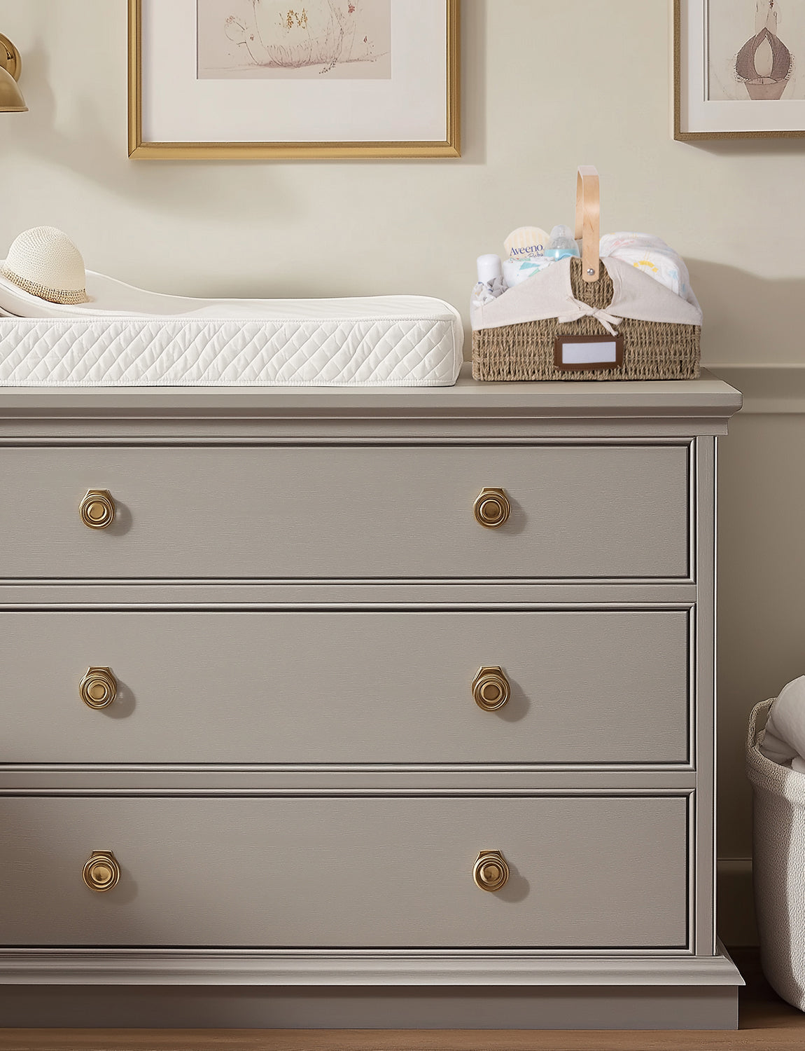 Wicker Diaper Caddy Organizer, Baby Diaper Caddy Basket with Liner