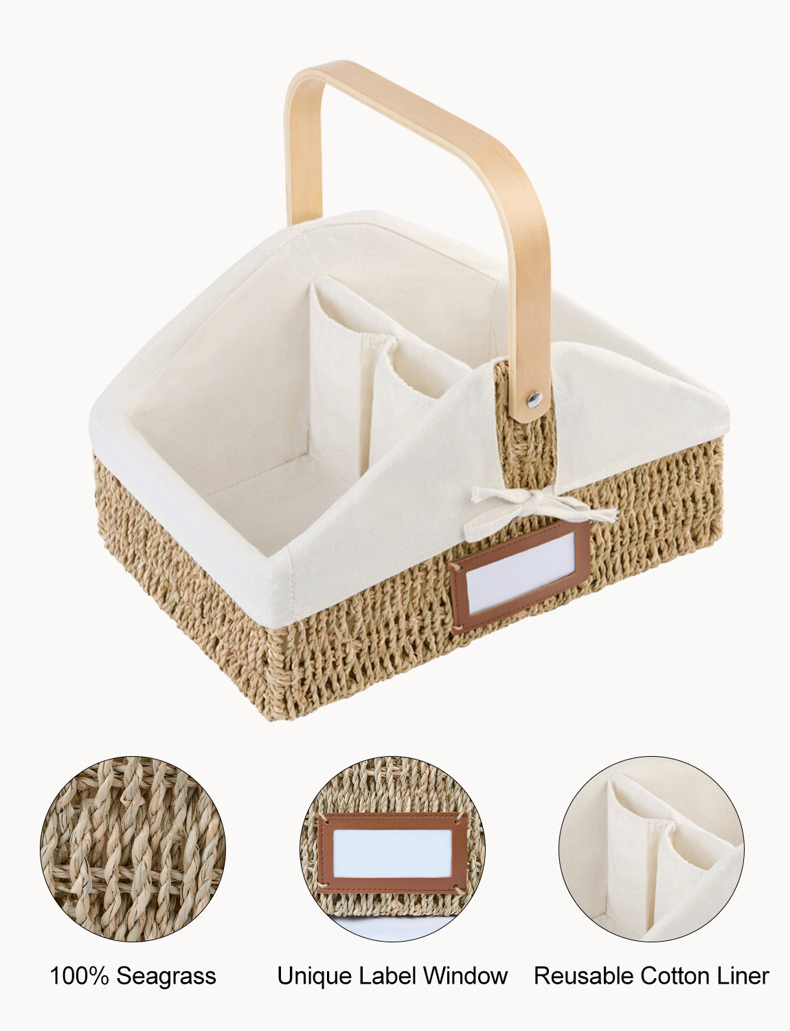 Wicker Diaper Caddy Organizer, Baby Diaper Caddy Basket with Liner