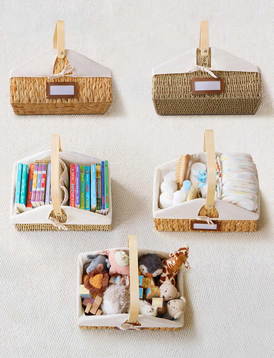 Wicker Diaper Caddy Organizer, Baby Diaper Caddy Basket with Liner