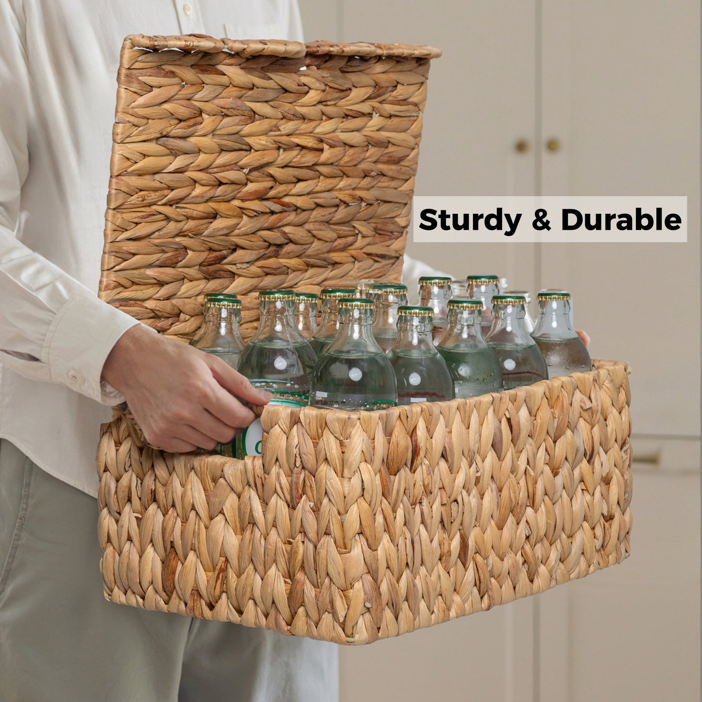 Scalloped Edge Wicker Basket with Lid
