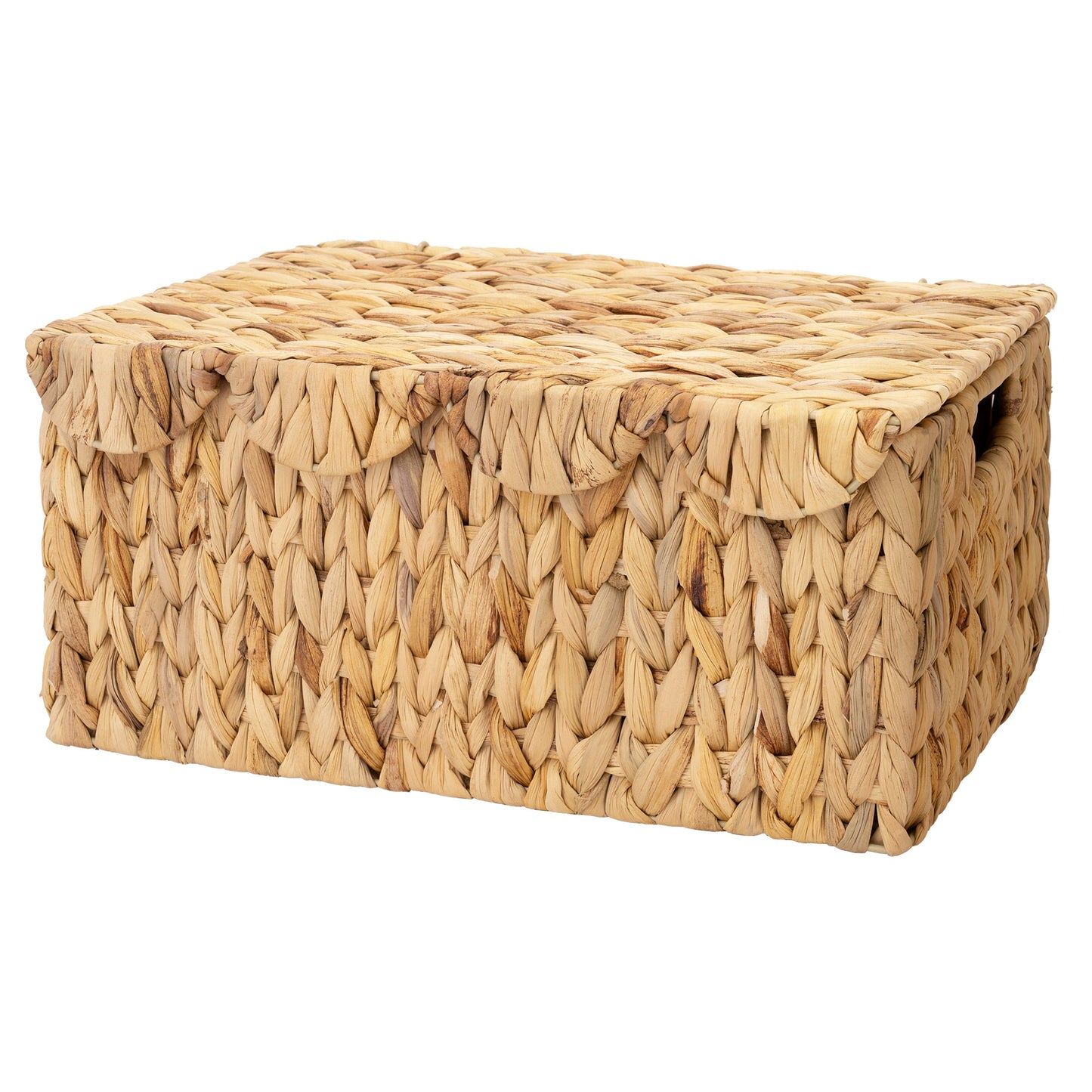 Scalloped Edge Wicker Basket with Lid