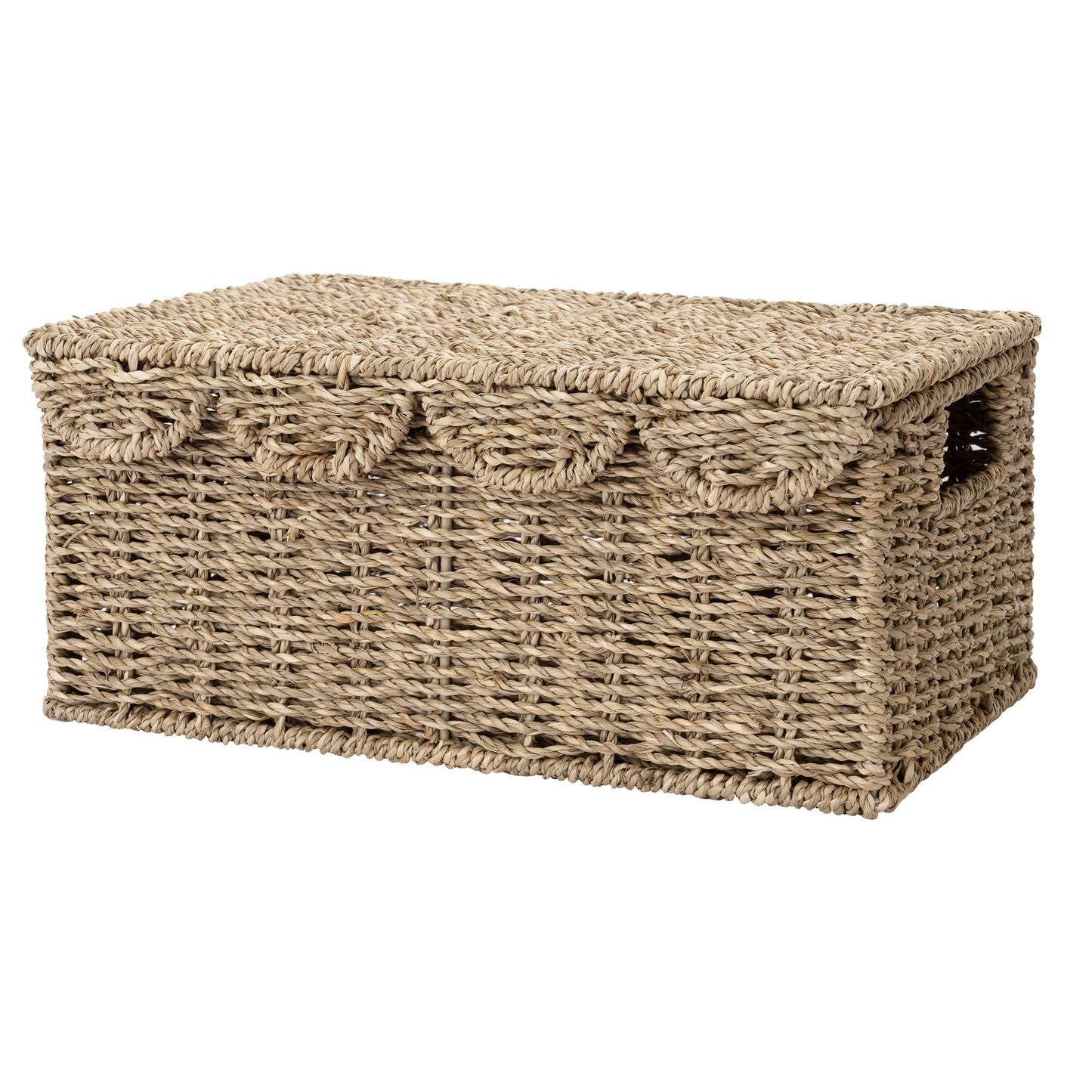 Scalloped Edge Wicker Basket with Lid