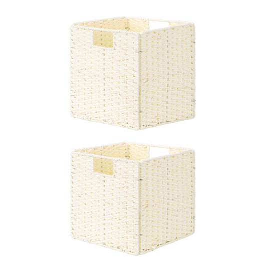 11 inch Foldable Paper Rope Wicker Baskets for Organizing